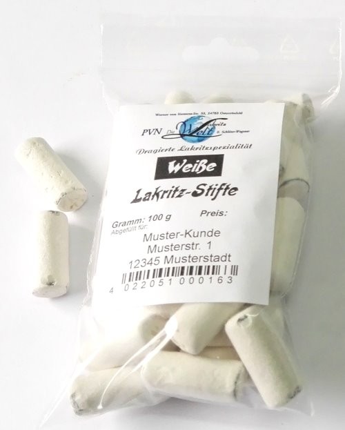 Weiße Lakritz-Stifte * 15 Beutel à 100g