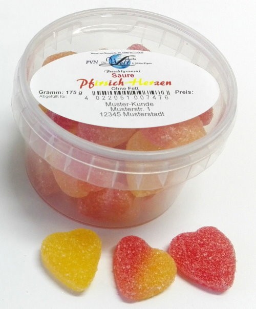 Saure Pfirsich-Herzen * 10 Dosen à 160g