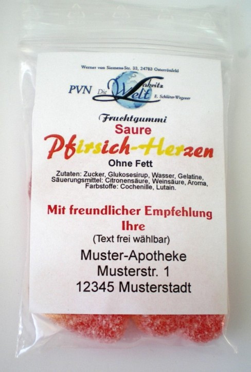 Saure Pfirsich-Herzen * 510 Beutel á ca. 20g